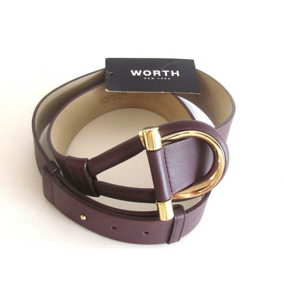 Worth New York Purple Leather Toggle Belt 42\